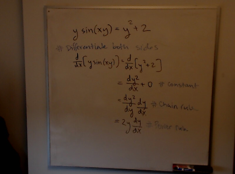 Chain and Power Rule A photo of a whiteboard titled: Chain and Power Rule