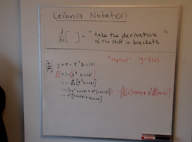 Leibniz Notation (Part 4) A photo of a whiteboard titled: Leibniz Notation (Part 4)