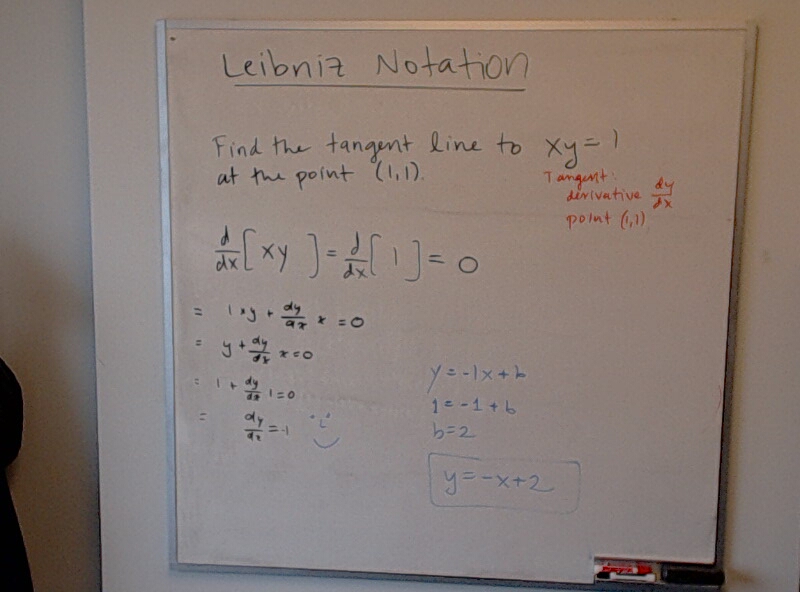 Leibniz Notation (Part 5) A photo of a whiteboard titled: Leibniz Notation (Part 5)