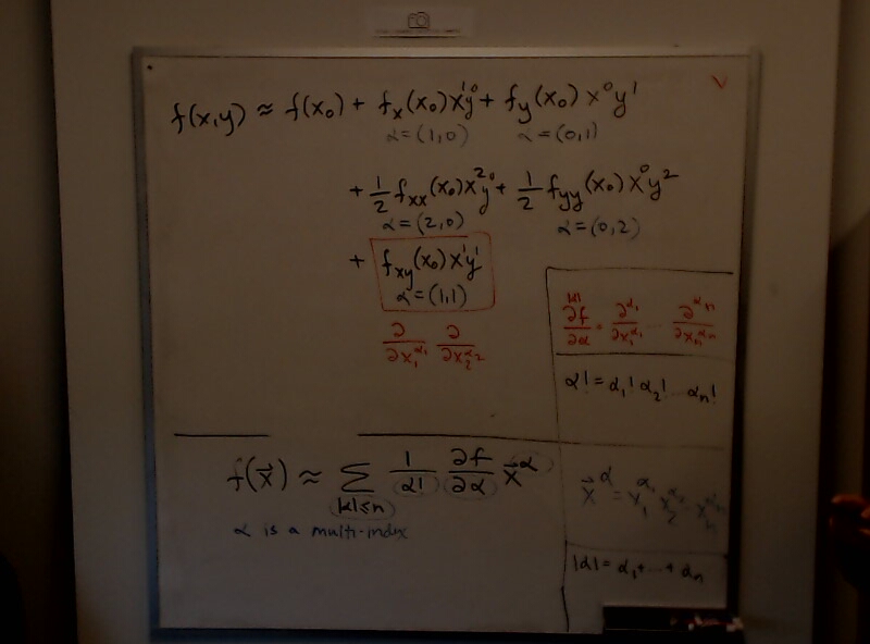Taylor Series: The True Formula (Multi-Indices) A photo of a whiteboard titled: Taylor Series: The True Formula (Multi-Indices)