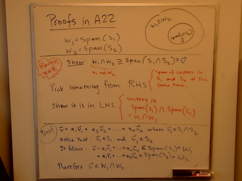 A22: Proofs in A22 (Part 3): A Worked Proof A photo of a whiteboard titled: A22: Proofs in A22 (Part 3): A Worked Proof