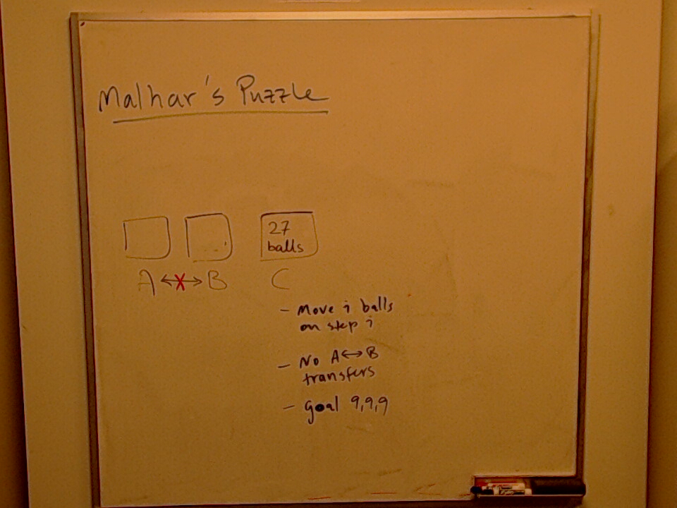 Malhar's Puzzle A photo of a whiteboard titled: Malhar’s Puzzle