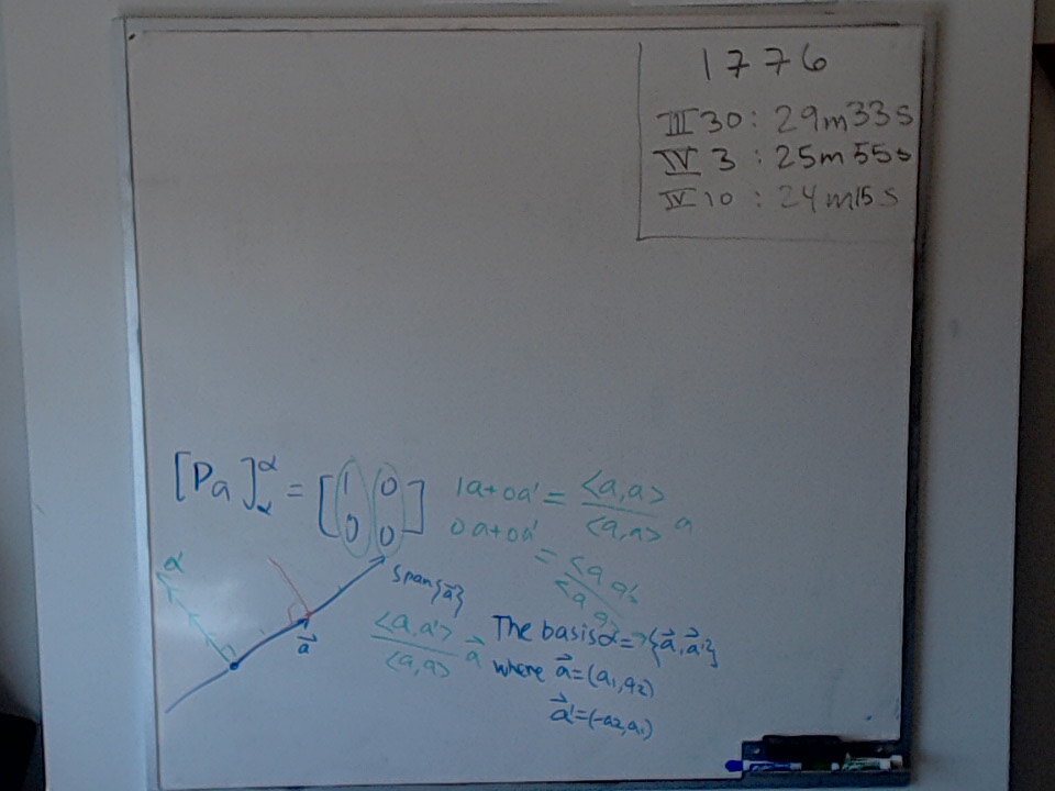 Projections are Never Invertible A photo of a whiteboard titled: Projections are Never Invertible