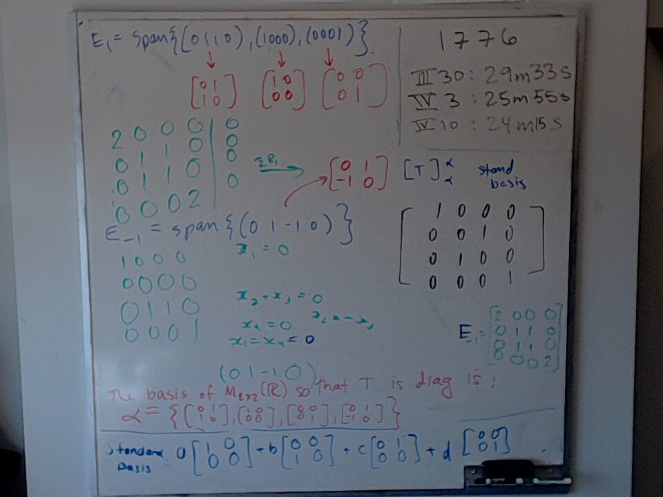 Diagonalizing Transposition (Part 2) A photo of a whiteboard titled: Diagonalizing Transposition (Part 2)