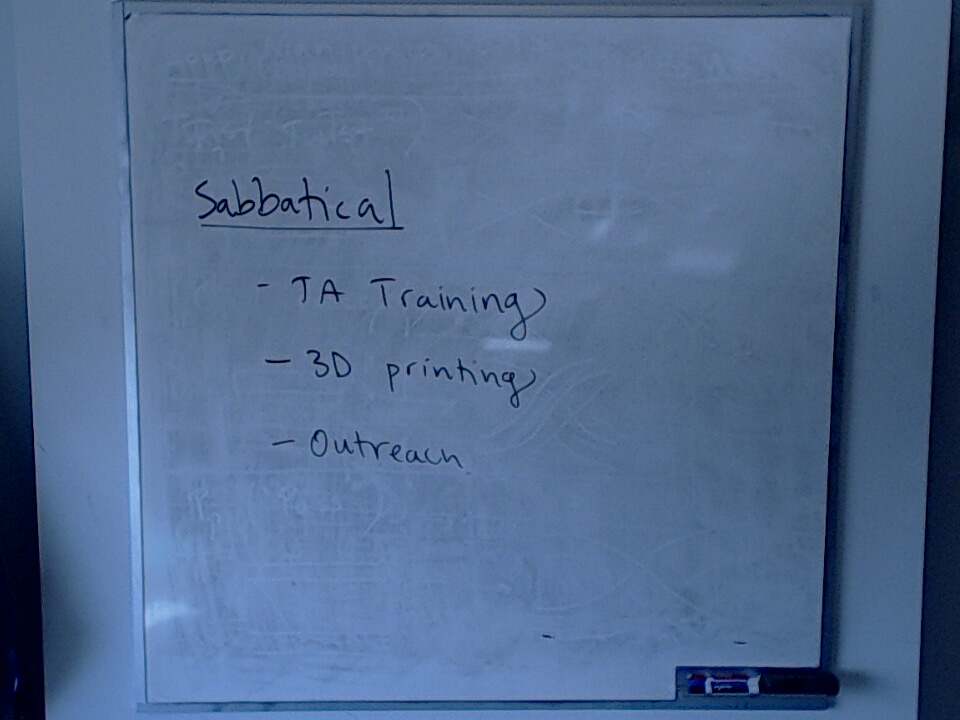 Sabbatical A photo of a whiteboard titled: Sabbatical