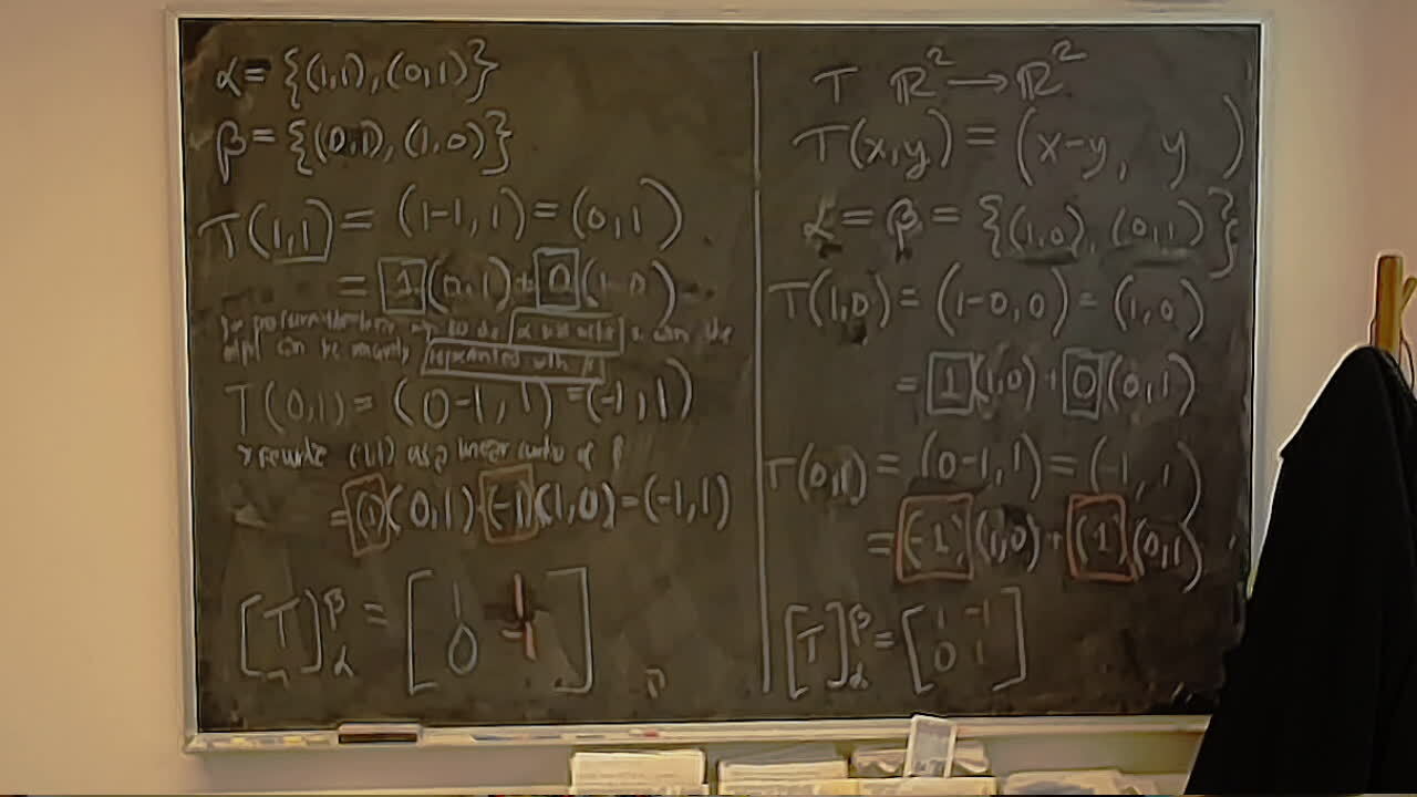 A22: Colourful Basis of a Linear Transformation (Part 2) A photo of a whiteboard titled: A22: Colourful Basis of a Linear Transformation (Part 2)