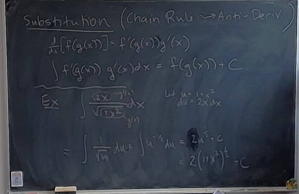 Substitution (Example 1) A photo of a whiteboard titled: Substitution (Example 1)
