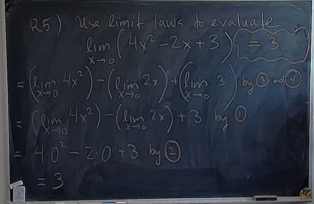 A29: Limit Laws A photo of a whiteboard titled: A29: Limit Laws