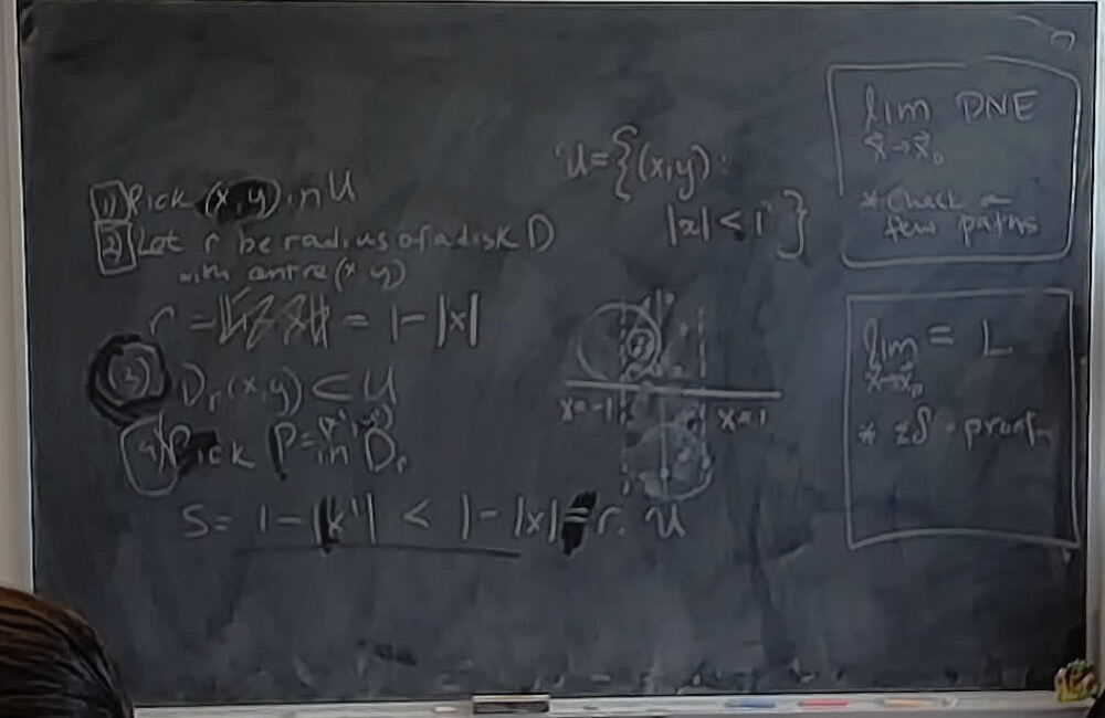 Open Sets, Balls, and A Strip A photo of a whiteboard titled: Open Sets, Balls, and A Strip