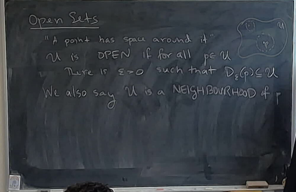 Open Sets A photo of a whiteboard titled: Open Sets