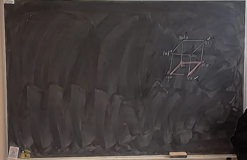 Nick's Coin Flipping Puzzle 1x3 A photo of a whiteboard titled: Nick’s Coin Flipping Puzzle 1x3