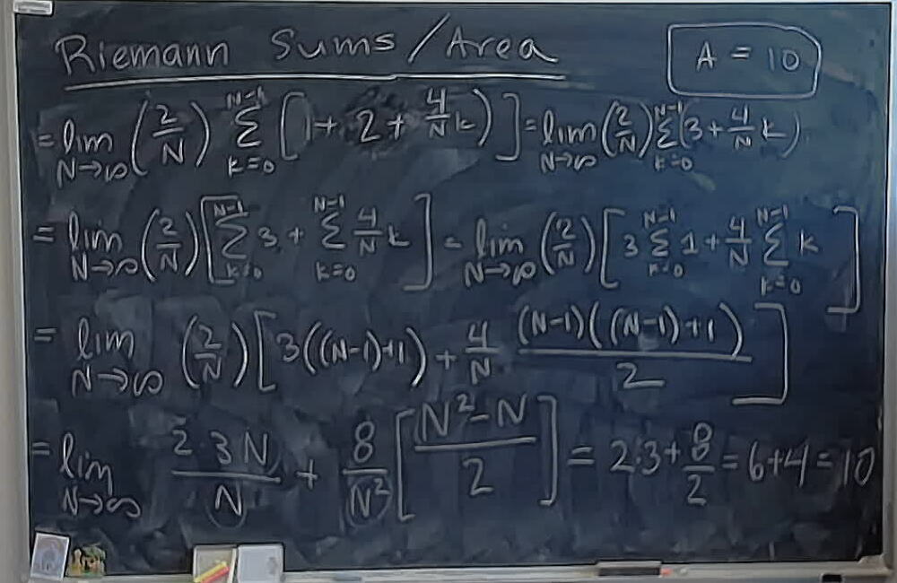 Riemann Sums / Area: Winter 2025: Part 3 A photo of a whiteboard titled: Riemann Sums / Area: Winter 2025: Part 3