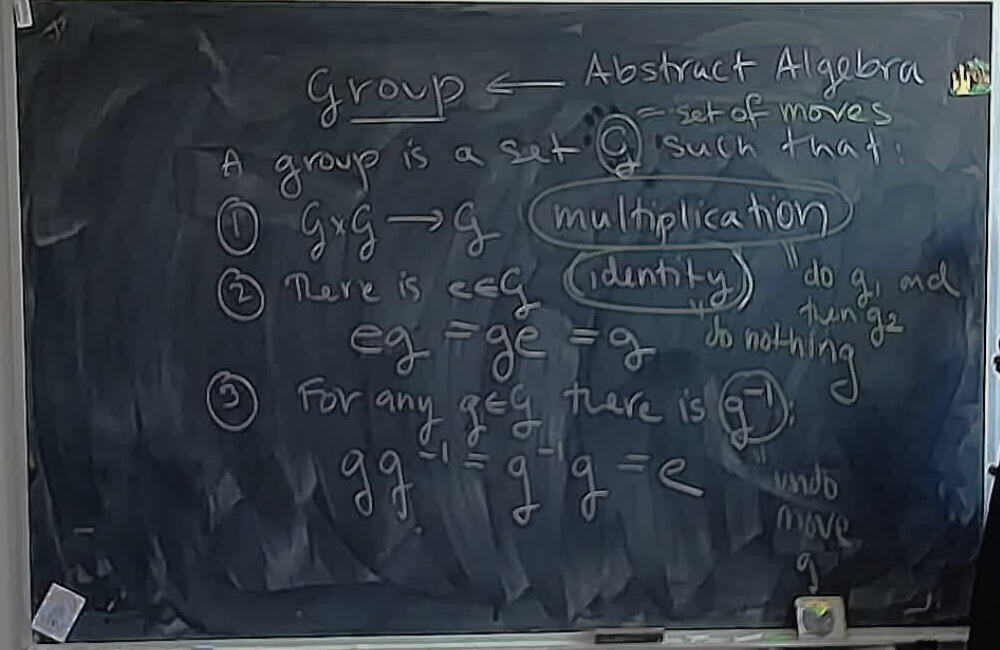 Rubik's Cubes and Groups A photo of a whiteboard titled: Rubik’s Cubes and Groups