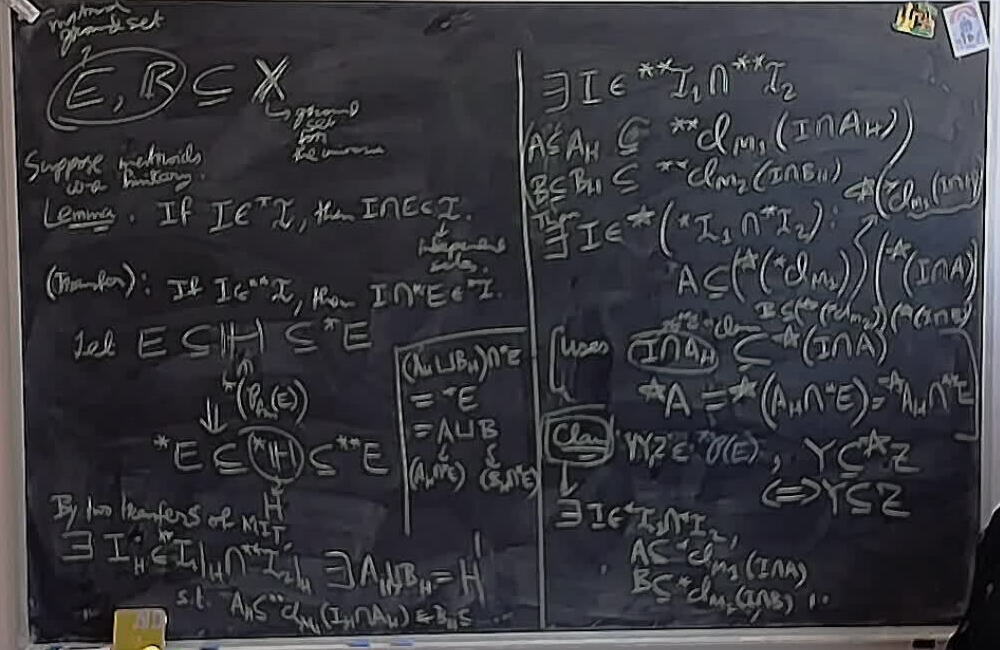 Iterated Non-Standard Extension: Transferring the Matroid Intersection Theorem A photo of a whiteboard titled: Iterated Non-Standard Extension: Transferring the Matroid Intersection Theorem