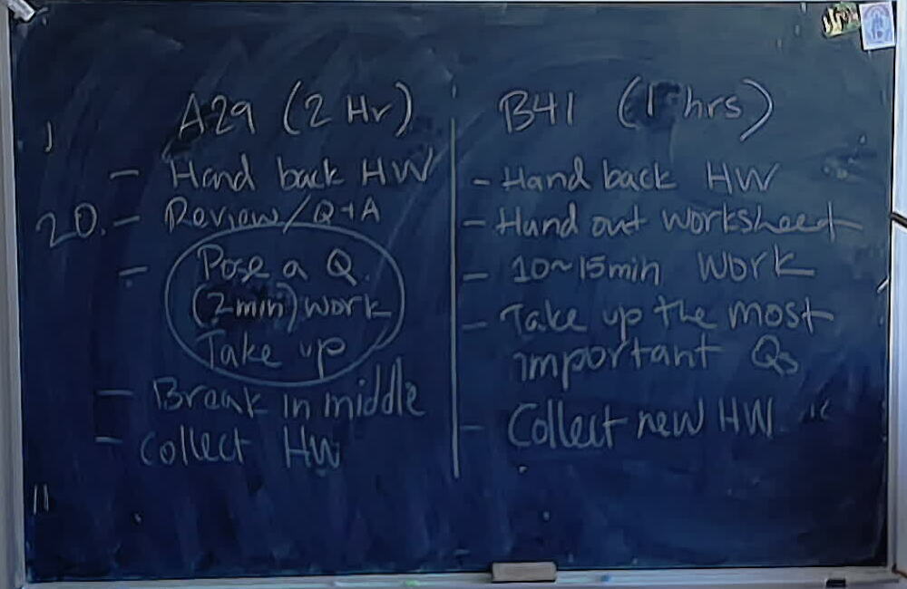 A29 vs B41 Tutorial Structure A photo of a whiteboard titled: A29 vs B41 Tutorial Structure